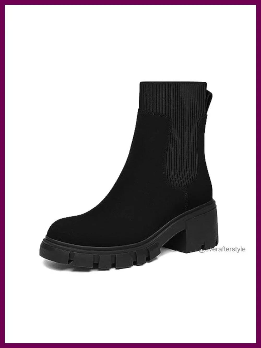 Suede Chelsea Boots Fashion Slip On Platform Ankle Boots Lug Sole Chunky Booties